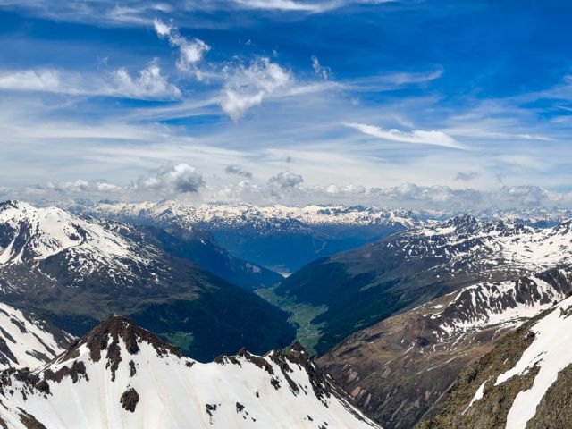 View from the Dreiländereck vantage point towards Lake Reschen