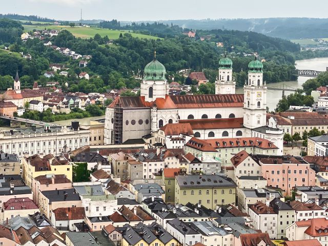 Passau, Blick von der Veste Oberhaus
