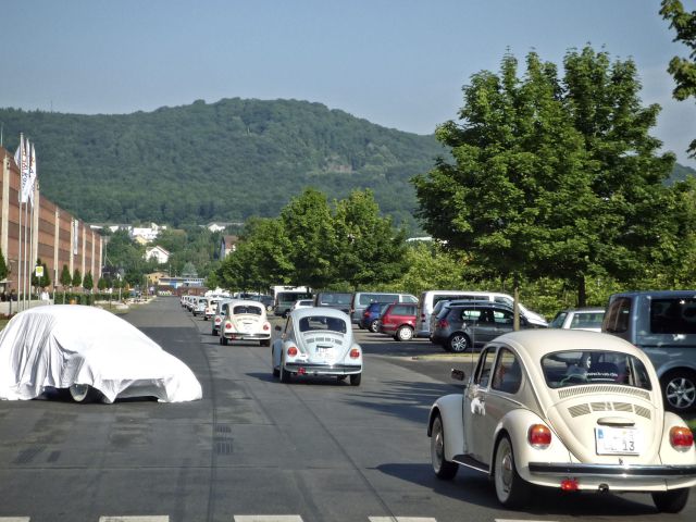 Strolling in front of the factory front