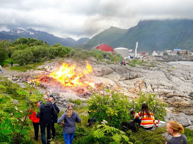 Midsummer Night Fire in Svolvær